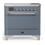 ILVE UMIB36QNR3BGC Majestic III 36 inch Induction Range with 6 Elements, 3.5 cu. ft. Total Oven Capacity (Solid Door, Blue Grey, Chrome)