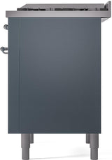 Nostalgie II 36 Inch Dual Fuel Liquid Propane Freestanding Range in Blue Grey with Chrome Trim