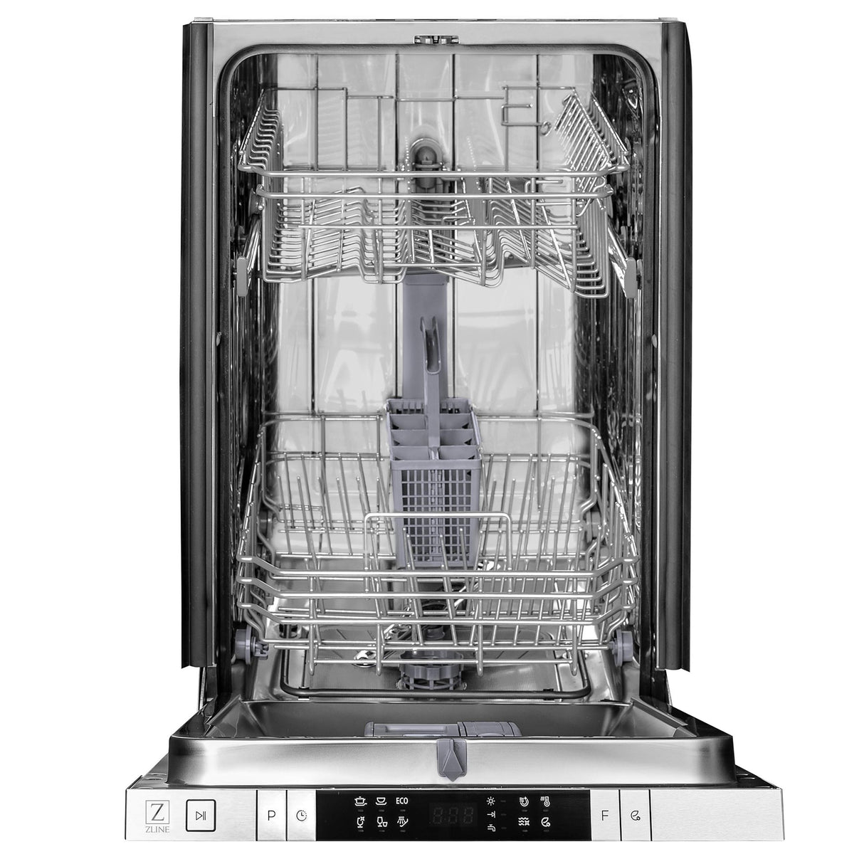 ZLINE 18 in. Compact Top Control Dishwasher with Stainless Steel Tub and Modern Style Handle, 52 dBa (DW-18) [Color: Black Stainless]