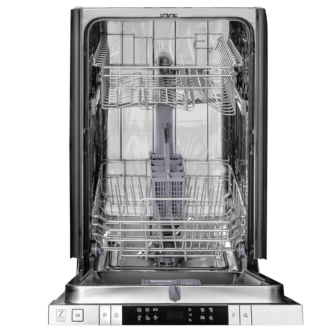 ZLINE 18 in. Compact Top Control Dishwasher with Stainless Steel Tub and Modern Style Handle, 52 dBa (DW-18) [Color: Black Stainless]
