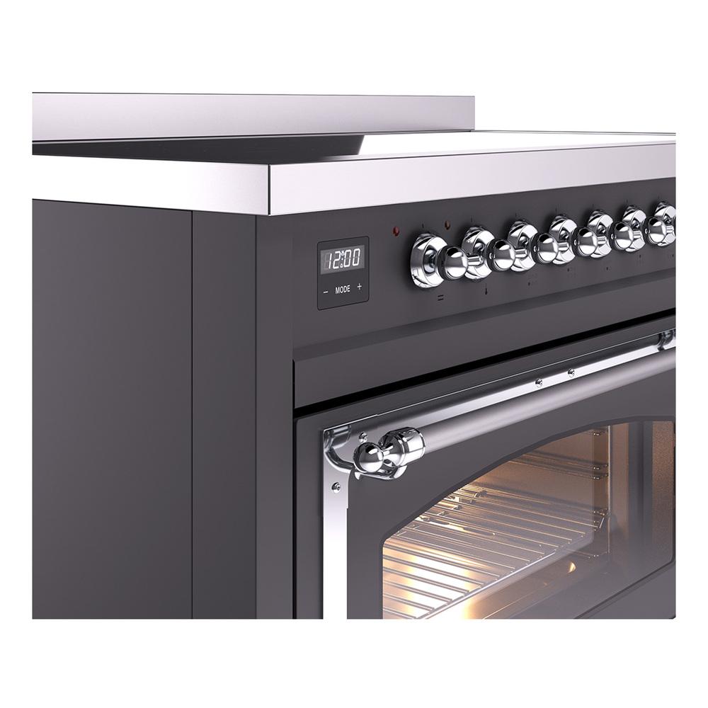 ILVE UNI486NMPMGC Nostalgie II Noblesse 48 inch Induction Range (Triple Glass Door, Graphite Matte, Chrome)