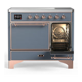 ILVE UMDIB40QNR3BGP Majestic III 40 inch Induction Range with 6 Elements, 3.82 cu. ft. Total Oven Capacity (Solid Door, Blue Grey, Copper)