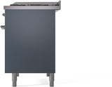 Nostalgie II 40 Inch Dual Fuel Liquid Propane Freestanding Range in Blue Grey with Chrome Trim