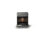30"W. Electric Range (Finish: Stainless Steel, Trim: Brushed Brass)