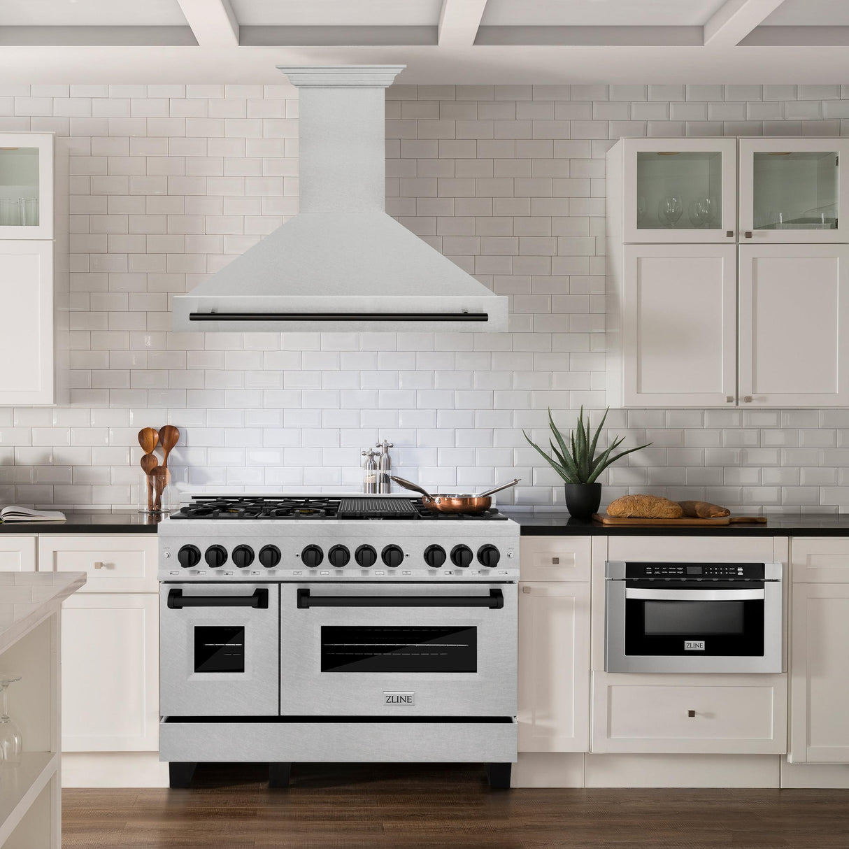 48 in. ZLINE Autograph Edition DuraSnow Stainless Steel Range Hood with DuraSnow Stainless Steel Shell (8654SNZ-48) [Color: Matte Black]