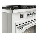 ILVE UN60FNMPWHCLP Nostalgie II Noblesse 60 inch Dual Fuel Range (9 Sealed Burners + Griddle, Liquid Propane, Triple Glass Door, White, Chrome)