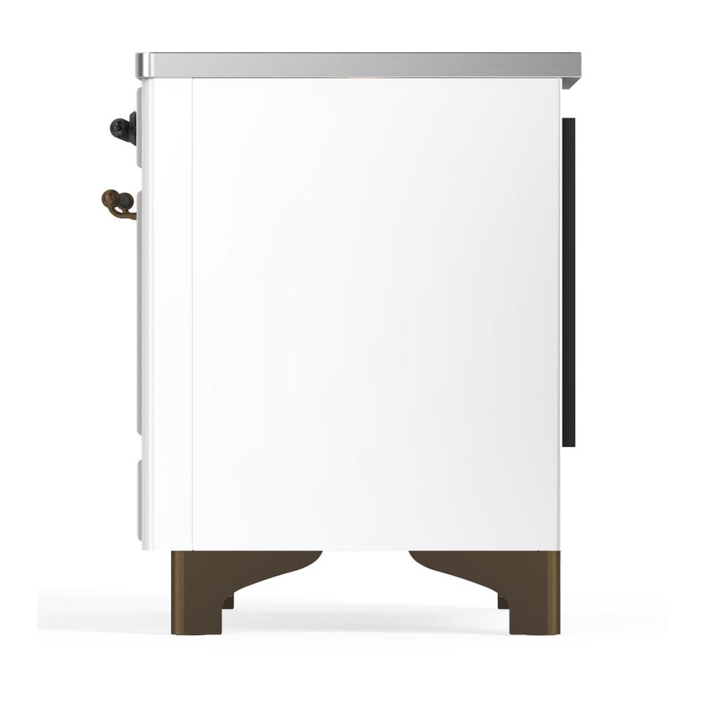 ILVE UMIB36QNR3WHB Majestic III 36 inch Induction Range with 6 Elements, 3.5 cu. ft. Total Oven Capacity (Solid Door, White, Burnished)