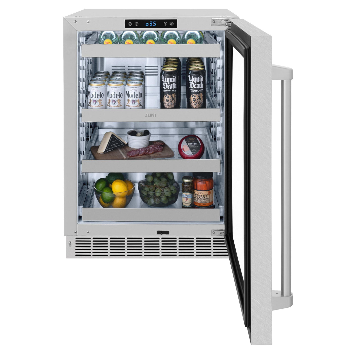 ZLINE 24 in. Touchstone 151 Can Beverage Fridge With DuraSnow' Stainless Steel Glass Door (RBSO-SN-24)