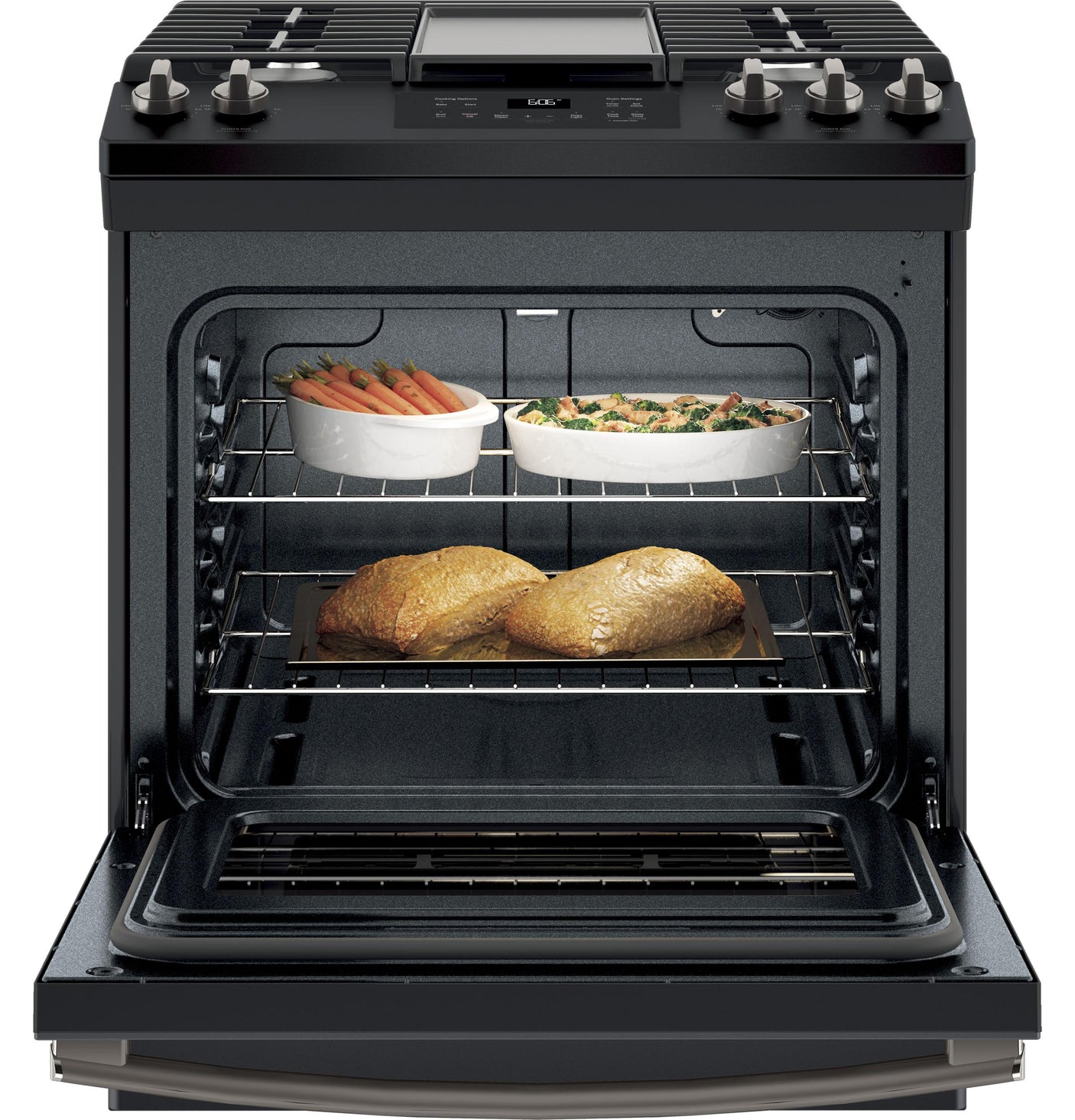 GE® 30" Slide-In Front Control Gas Range