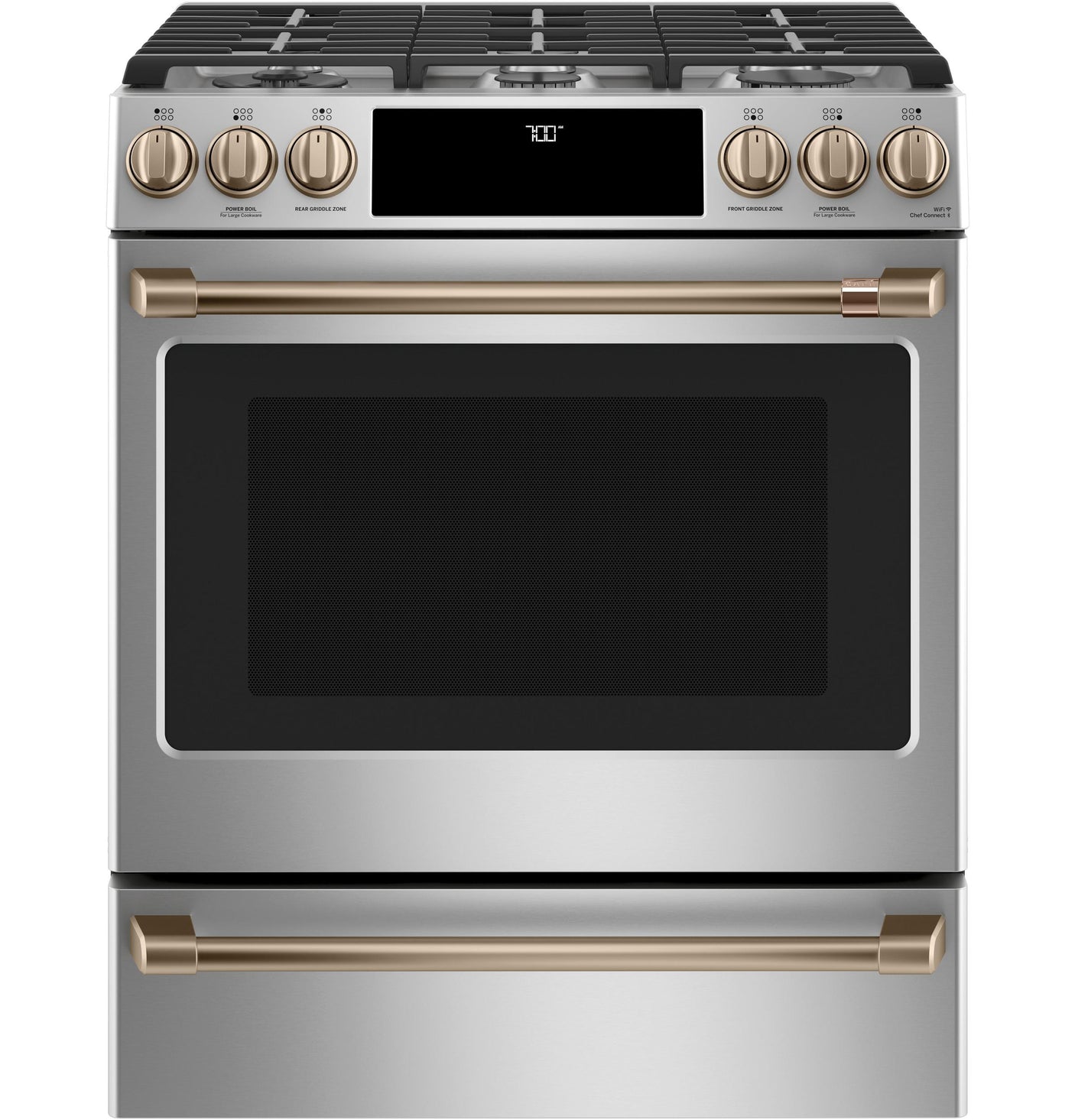 Café™ 30" Smart Slide-In, Front-Control, Gas Range with Convection Oven