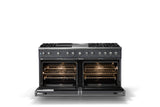 60"W.Dual Fuel Range (Finish: Cast Black, Trim: Polished Chrome, Fuel: Natural Gas)