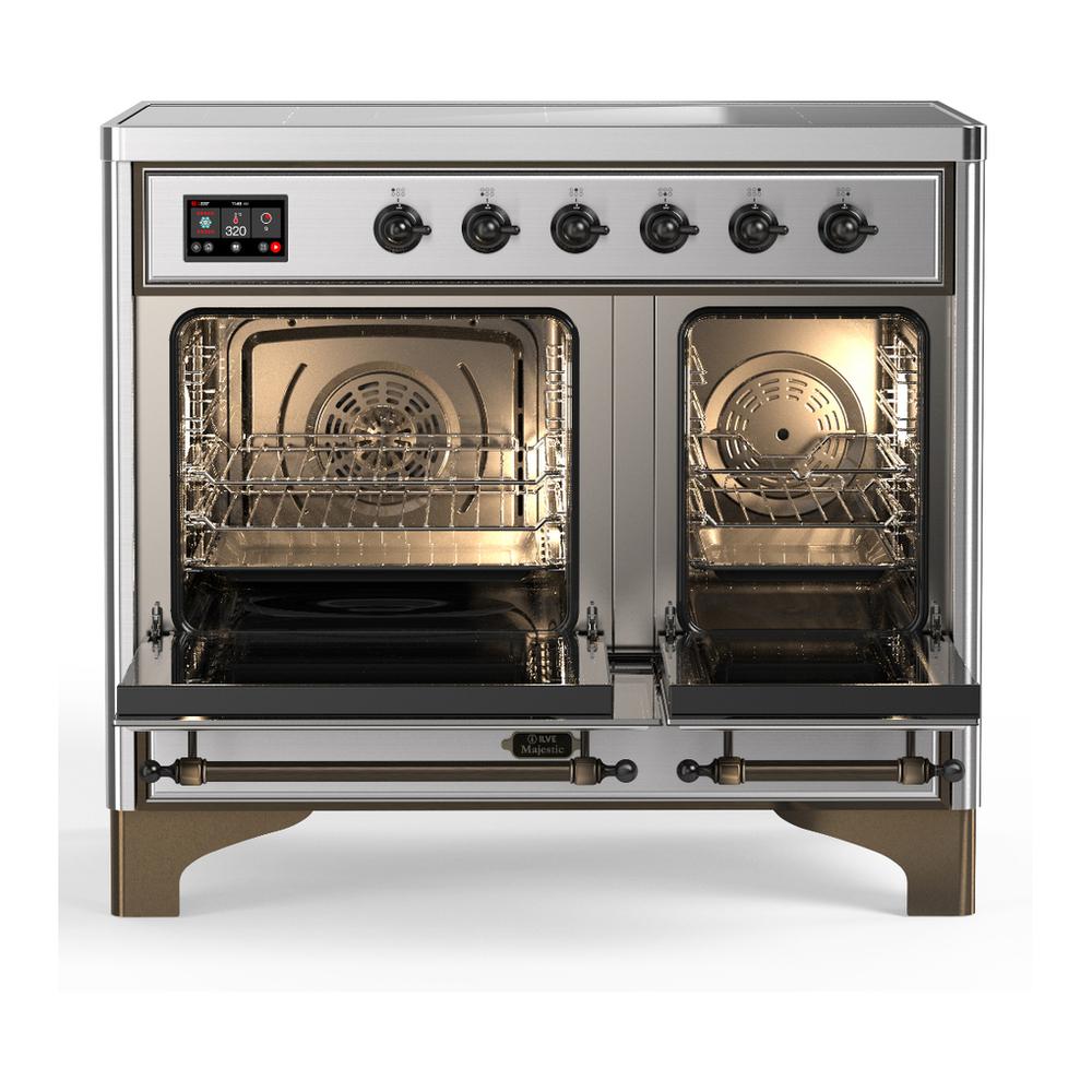ILVE UMDIB40NR3SSB Majestic III 40 inch Induction Range with 6 Elements, 3.82 cu. ft. Total Oven Capacity (Triple Glass Door, Stainless Steel, Burnished)