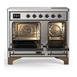 ILVE UMDIB40NR3SSB Majestic III 40 inch Induction Range with 6 Elements, 3.82 cu. ft. Total Oven Capacity (Triple Glass Door, Stainless Steel, Burnished)