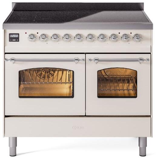 Nostalgie II 40 Inch Electric Freestanding Range in Antique White with Chrome Trim