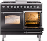 Nostalgie II 40 Inch Dual Fuel Liquid Propane Freestanding Range in Glossy Black with Chrome Trim