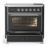 ILVE UMIB36NR3MGC Majestic III 36 inch Induction Range with 6 Elements, 3.5 cu. ft. Total Oven Capacity (Triple Glass Door, Graphite Matte, Chrome)