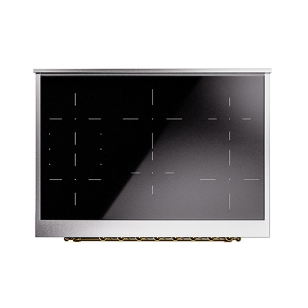 ILVE UNI366QNMPBGG Nostalgie II Noblesse 36 inch Induction Range (Solid Door, Blue Grey, Brass)