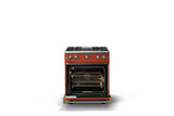 30"W. Sealed Burner Gas Range (Finish: Spiced Cider, Trim: Brushed Brass, Fuel: Propane)