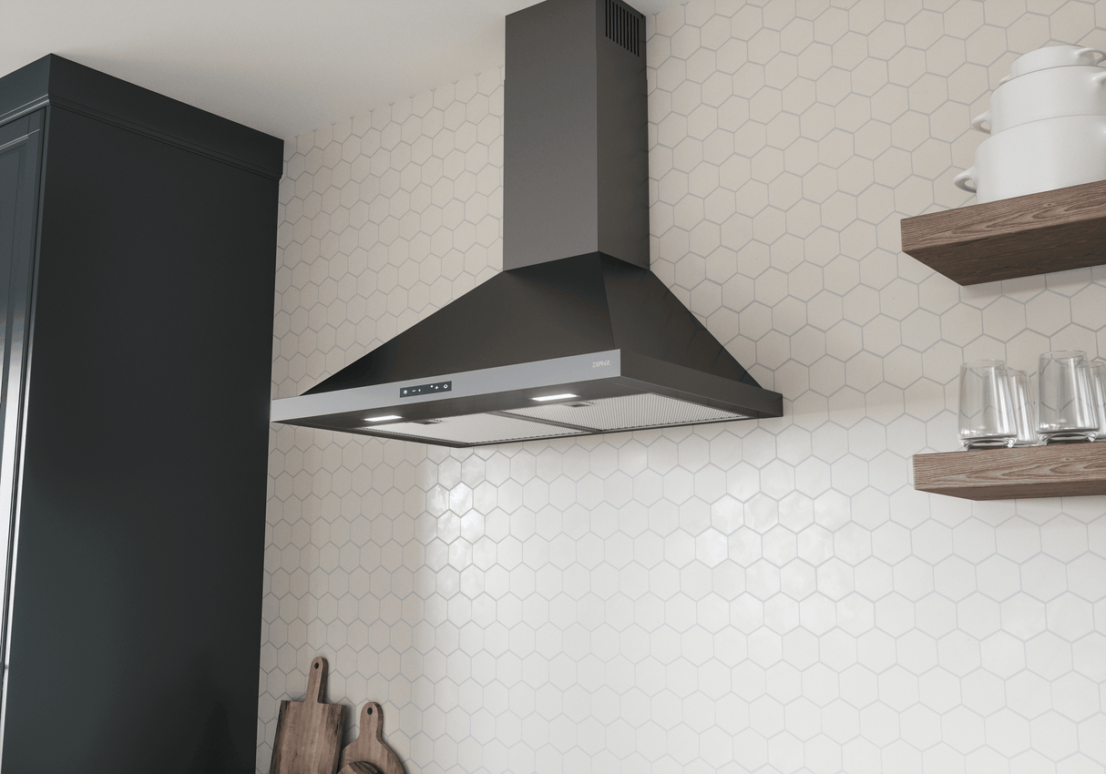 Ombra, Wall, 30", Blk SS, 600 CFM, ACT