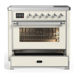 ILVE UMIB36NR3AWC Majestic III 36 inch Induction Range with 6 Elements, 3.5 cu. ft. Total Oven Capacity (Triple Glass Door, Antique White, Chrome)
