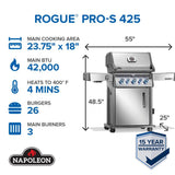 Rogue PRO-S 425 RSIB with Infrared Side and Rear Burner , Natural Gas, Stainless Steel