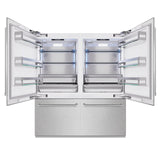 ZLINE 72 in. 39.6 cu. ft. French Door Built-In Bottom Freezer Refrigerator with Water Dispensers and Ice Makers in DuraSnow' Stainless Steel (RBIT-SN-72)