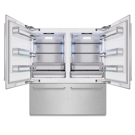 ZLINE 72 in. 39.6 cu. ft. French Door Built-In Bottom Freezer Refrigerator with Water Dispensers and Ice Makers in DuraSnow' Stainless Steel (RBIT-SN-72)