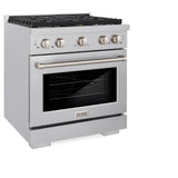 ZLINE 30 in. 4.2 cu. ft. Gas Range with Convection Gas Oven in DuraSnow' Stainless Steel with 4 Brass Burners (SGRS-BR-30)