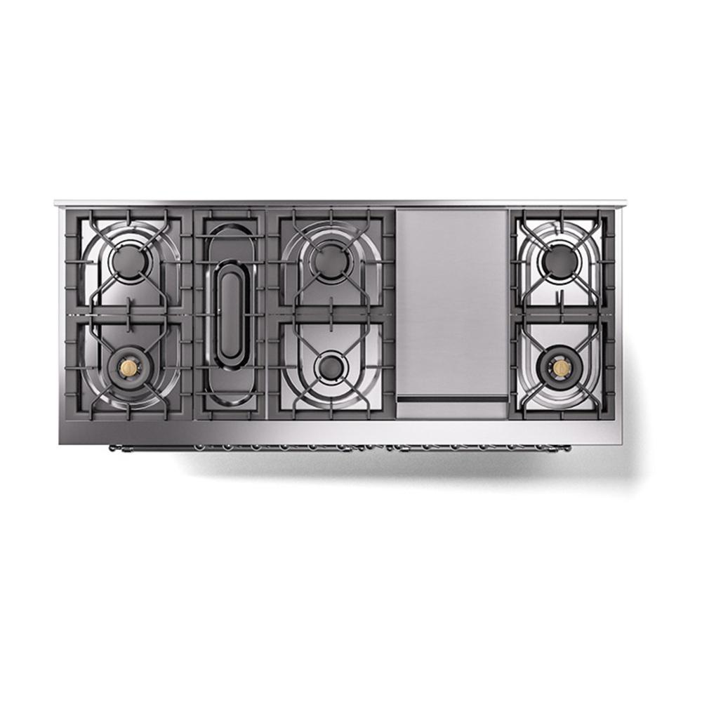 ILVE UN60FQNMPBKC Nostalgie II Noblesse 60 inch Dual Fuel Range (9 Sealed Burners + Griddle, Natural Gas, Solid Door, Glossy Black, Chrome)
