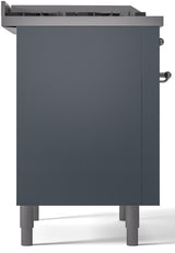 Nostalgie II 36 Inch Dual Fuel Natural Gas Freestanding Range in Blue Grey with Chrome Trim