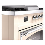 ILVE UN60FSNMPAWC Nostalgie II Noblesse 60 inch Dual Fuel Range (7 Sealed Burners + Griddle + French Top, Natural Gas, Triple Glass Door, Antique White, Chrome)