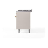 ILVE UN60FQNMPAWGLP Nostalgie II Noblesse 60 inch Dual Fuel Range (9 Sealed Burners + Griddle, Liquid Propane, Solid Door, Antique White, Brass)