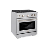 ZLINE 30 in. 4.2 cu. ft. Gas Range with Convection Gas Oven in DuraSnow' Stainless Steel with 4 Brass Burners (SGRS-BR-30)
