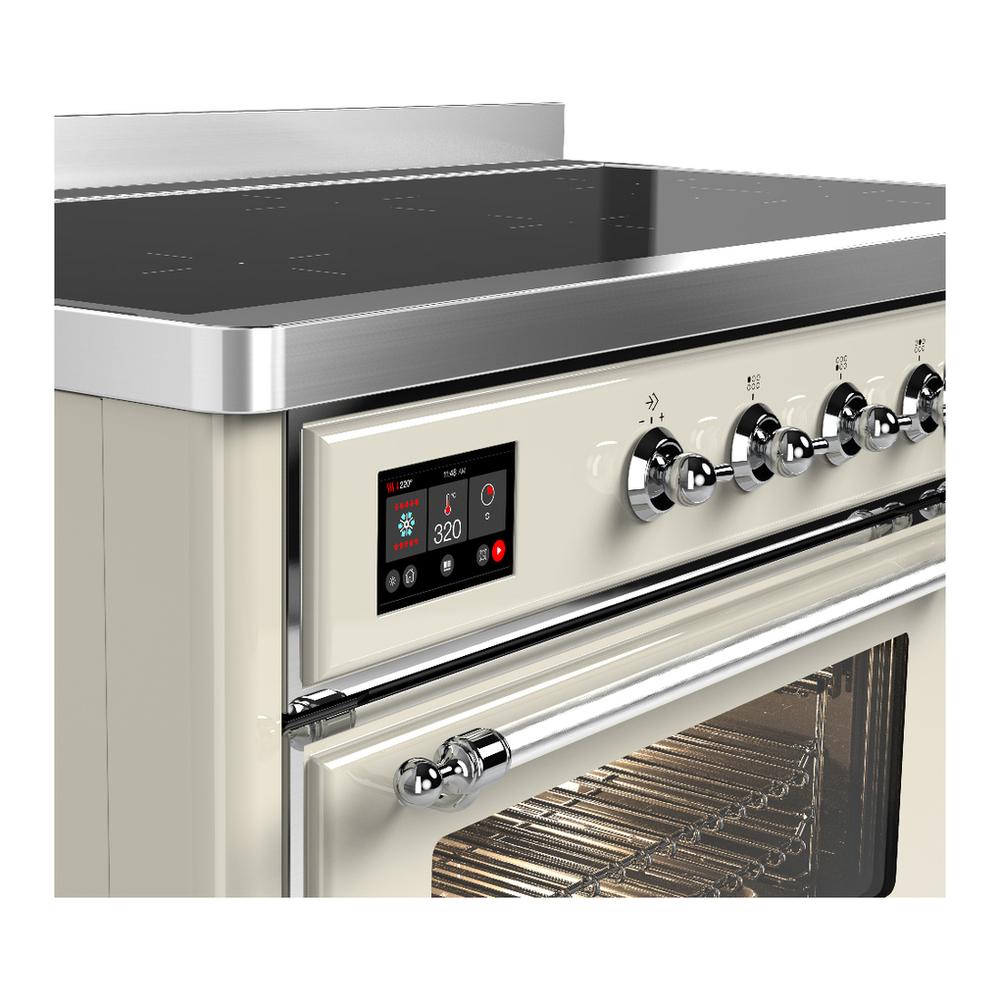 ILVE UMIB48NR3AWC Majestic III 48 inch Induction Range with 6 Elements, 5.02 cu. ft. Total Oven Capacity (Triple Glass Door, Antique White, Chrome)