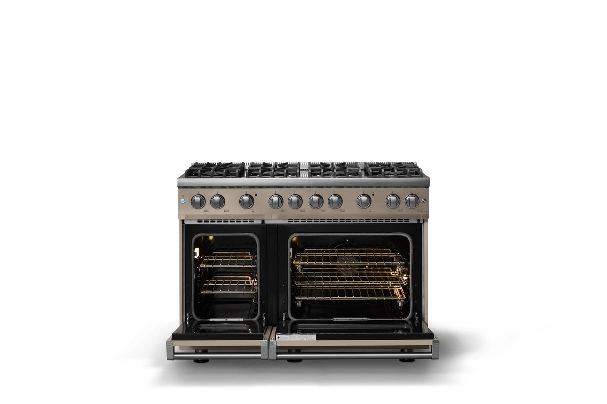 48"W. Sealed Burner Gas Range (Burner: 8b, Finish: Nantucket, Trim: Polished Chrome, Fuel: Natural Gas)