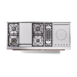 ILVE UN60FSNMPEGP Nostalgie II Noblesse 60 inch Dual Fuel Range (7 Sealed Burners + Griddle + French Top, Natural Gas, Triple Glass Door, Emerald Green, Copper)