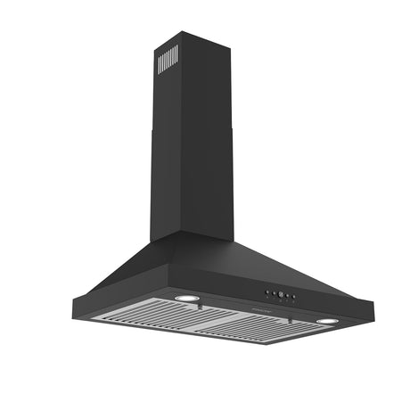 30 Inch Wall Mounted Chimney Range Hood With 350cfm In Black