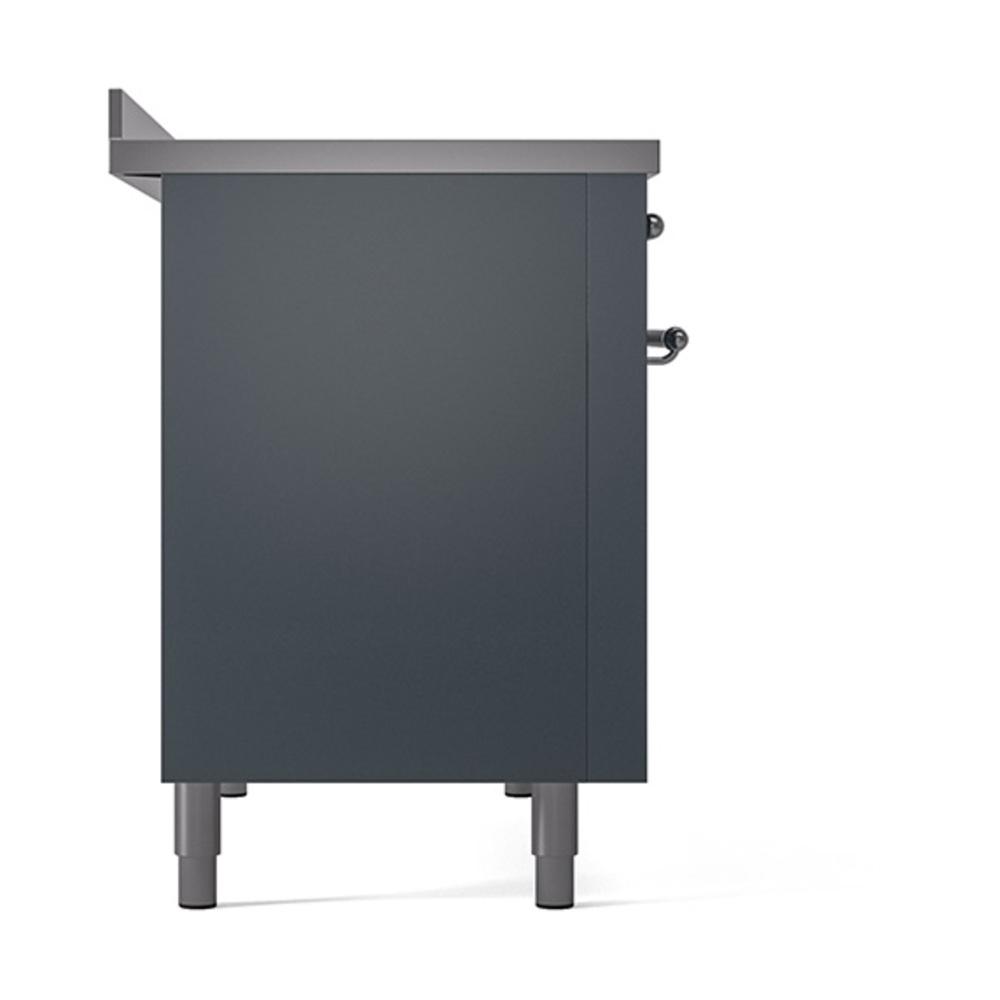 ILVE UNI486QNMPBGC Nostalgie II Noblesse 48 inch Induction Range (Solid Door, Blue Grey, Chrome)