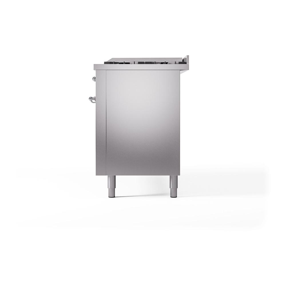 ILVE UN60FQNMPSSC Nostalgie II Noblesse 60 inch Dual Fuel Range (9 Sealed Burners + Griddle, Natural Gas, Solid Door, Stainless Steel, Chrome)