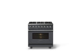 36"W. Dual Fuel Range (Burner: 6b, Finish: Cast Black, Trim: Polished Chrome, Fuel: Natural Gas)