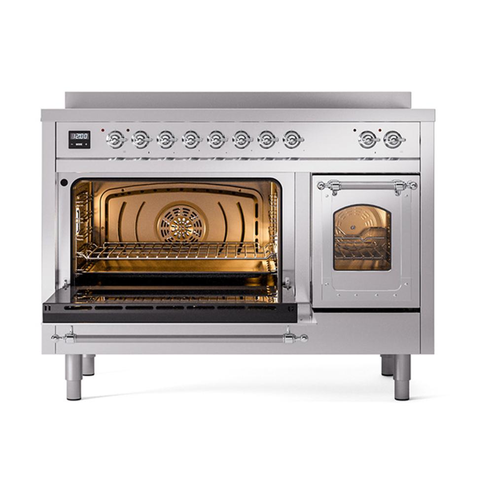 ILVE UNI486NMPSSC Nostalgie II Noblesse 48 inch Induction Range (Triple Glass Door, Stainless Steel, Chrome)