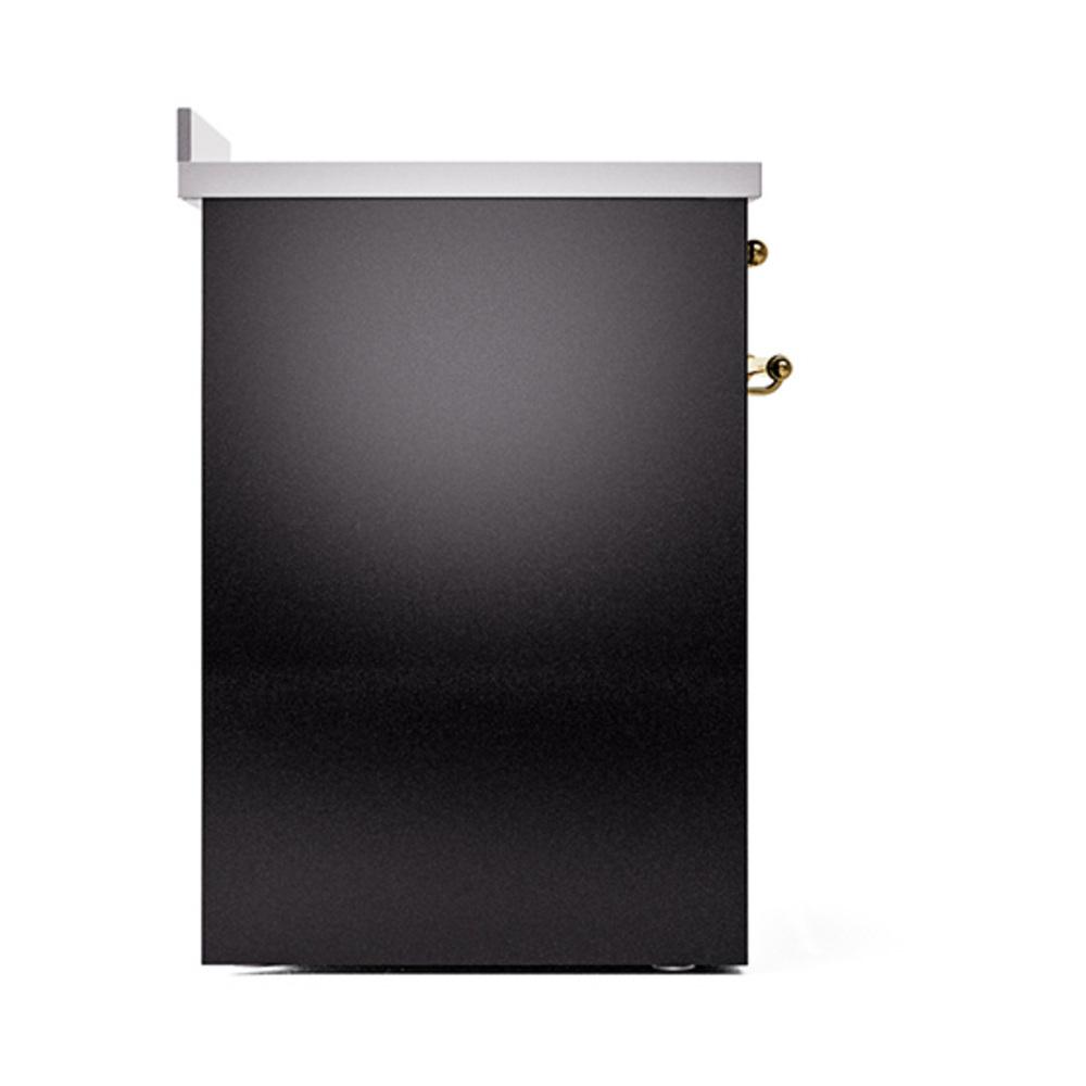 ILVE UNI304QNMPBKG Nostalgie II Noblesse 30 inch Induction Range (Solid Door, Glossy Black, Brass)