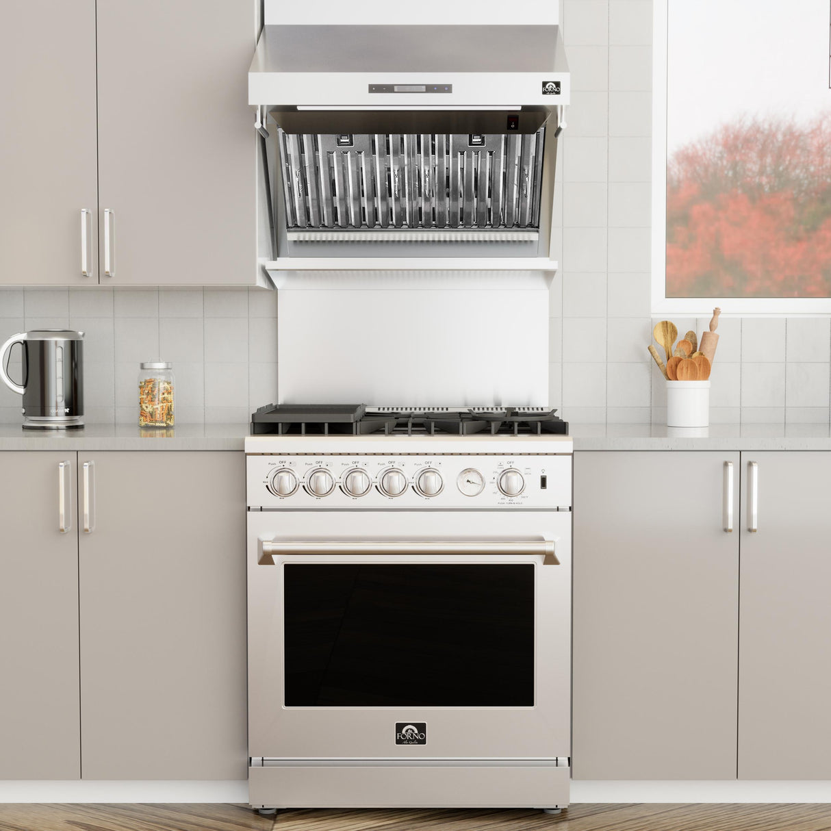 Forno Savona 30-Inch Wall Mount Range Hood, Baffle Filters, Backsplash Included