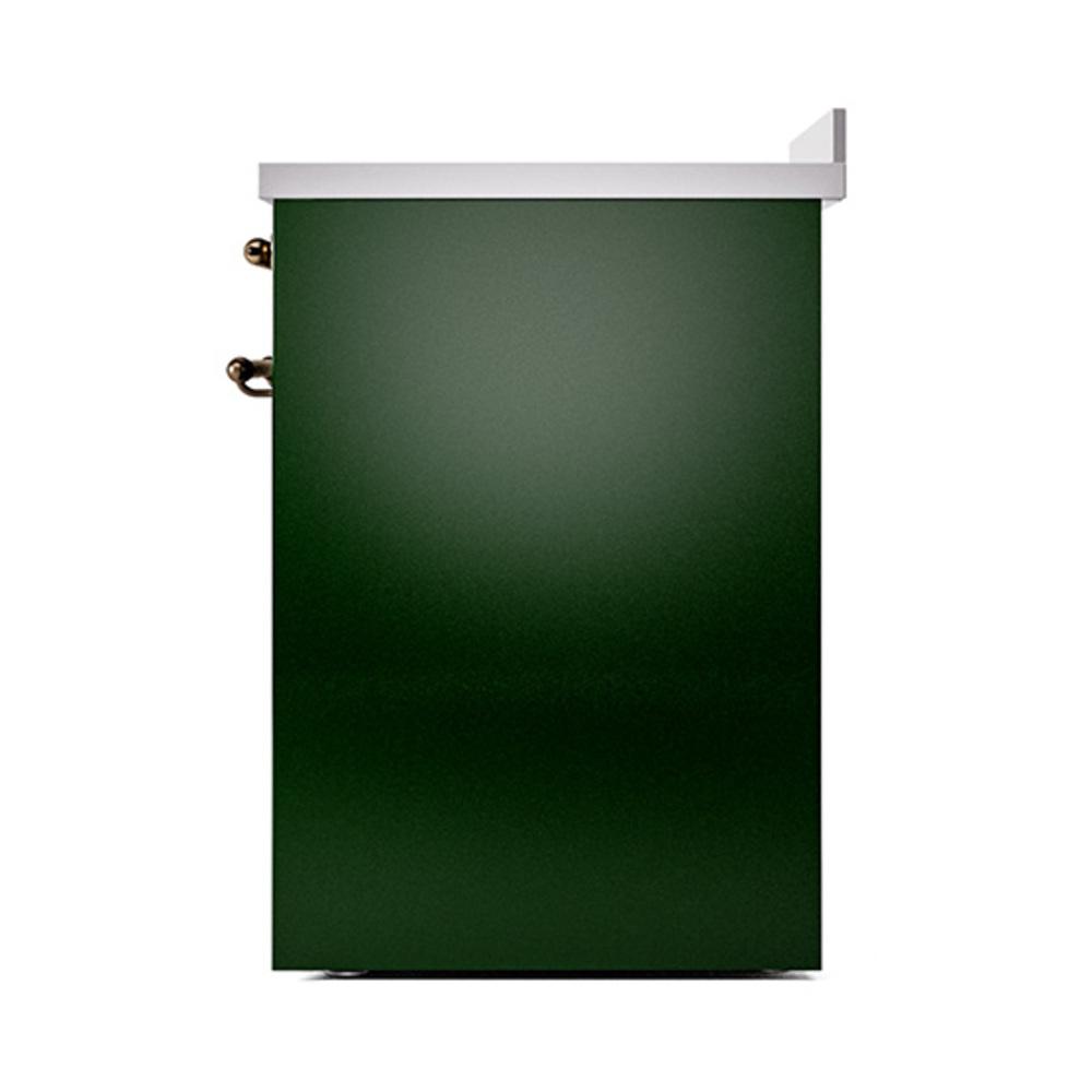 ILVE UNI304QNMPEGB Nostalgie II Noblesse 30 inch Induction Range (Solid Door, Emerald Green, Burnished)