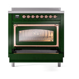 ILVE UNI366NMPEGP Nostalgie II Noblesse 36 inch Induction Range (Triple Glass Door, Emerald Green, Copper)
