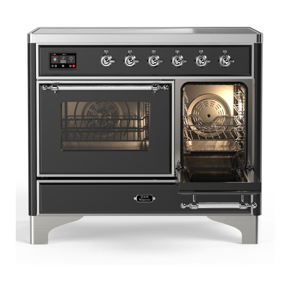 ILVE UMDIB40NR3MGC Majestic III 40 inch Induction Range with 6 Elements, 3.82 cu. ft. Total Oven Capacity (Triple Glass Door, Graphite Matte, Chrome)