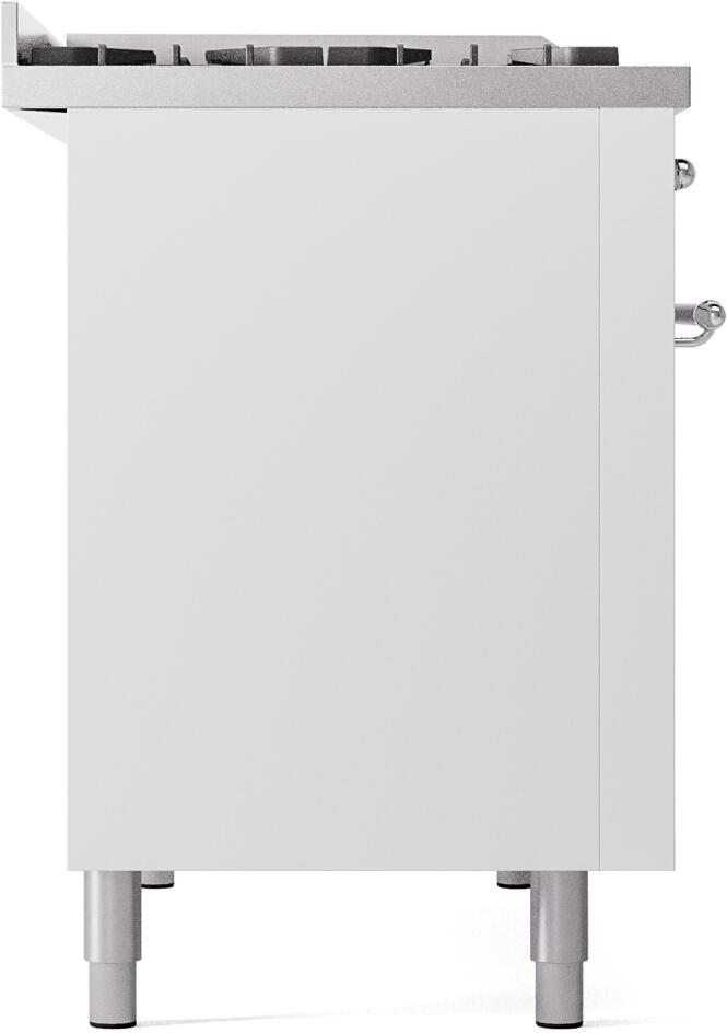 Nostalgie II 48 Inch Dual Fuel Liquid Propane Freestanding Range in White with Chrome Trim