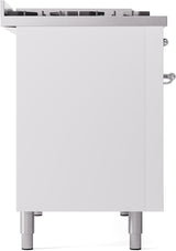 Nostalgie II 48 Inch Dual Fuel Liquid Propane Freestanding Range in White with Chrome Trim