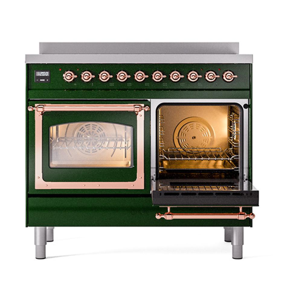 ILVE UNDI406NMPEGP Nostalgie II Noblesse 40 inch Induction Range (Triple Glass Door, Emerald Green, Copper)