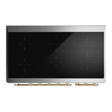 ILVE UMIB48NR3BKG Majestic III 48 inch Induction Range with 6 Elements, 5.02 cu. ft. Total Oven Capacity (Triple Glass Door, Glossy Black, Brass)